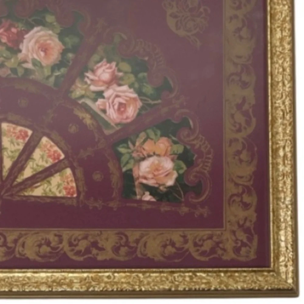 Victorian Floral Ornate Burgundy & Gold Wall Decoration